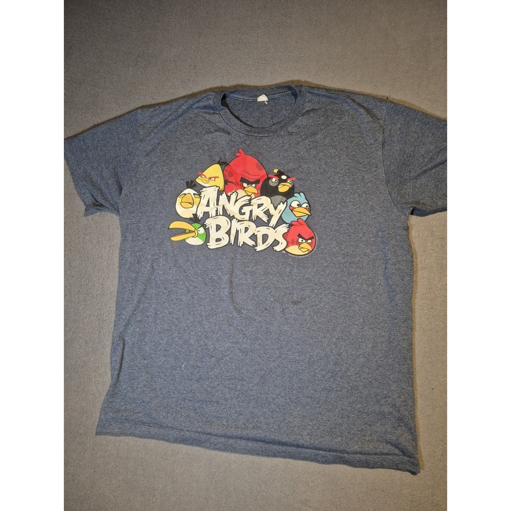 Fifth Sun Angry Birds Men's Gray Graphic T-Shirt Crew Neck Short Sleeve Cotton